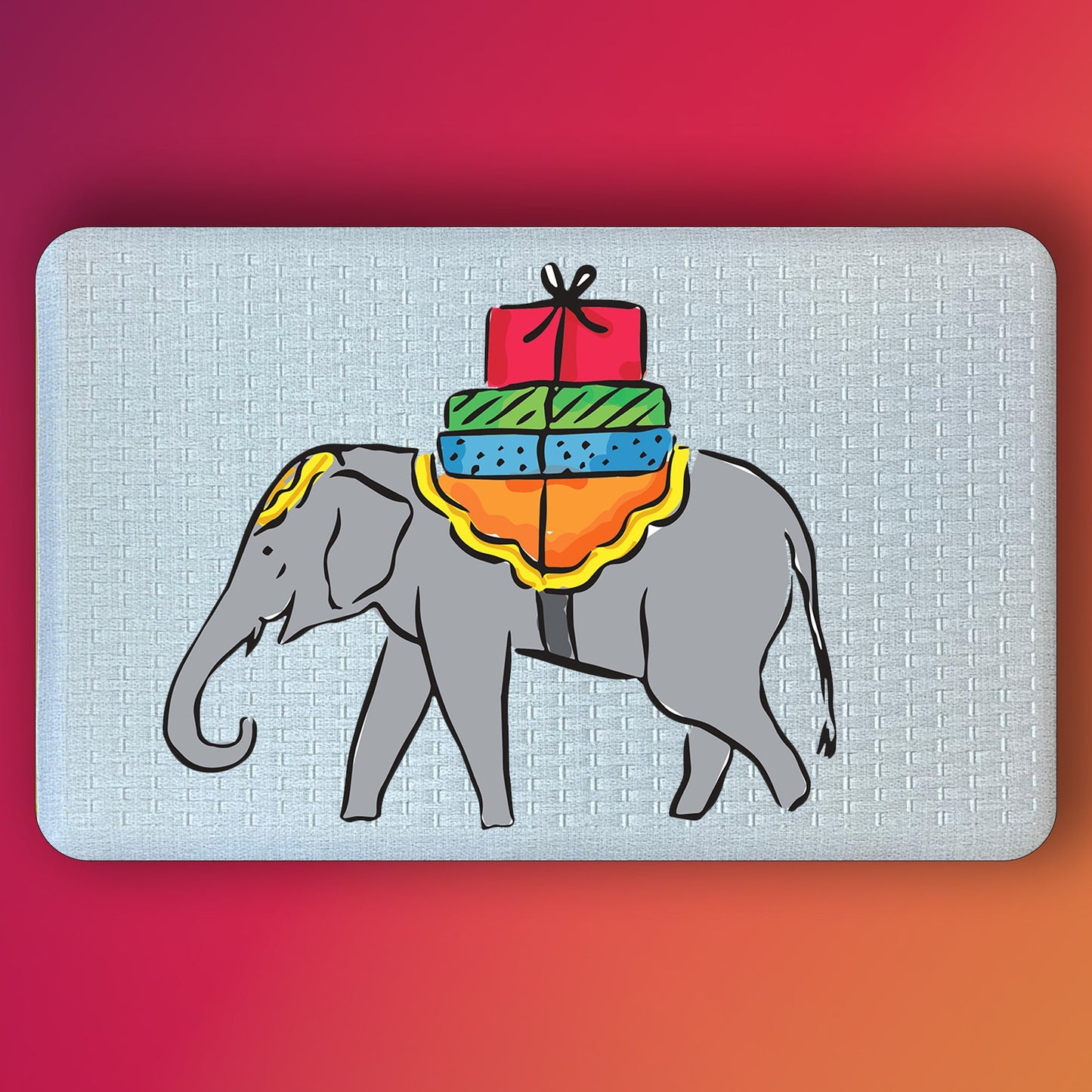 Pepper Crafts Festive Elephant of Joy 18x30 Inch Christmas Anti-Fatigue Comfort Mat – Cushioned, Stain-Resistant, Wipe-Clean Holiday Floor Mat