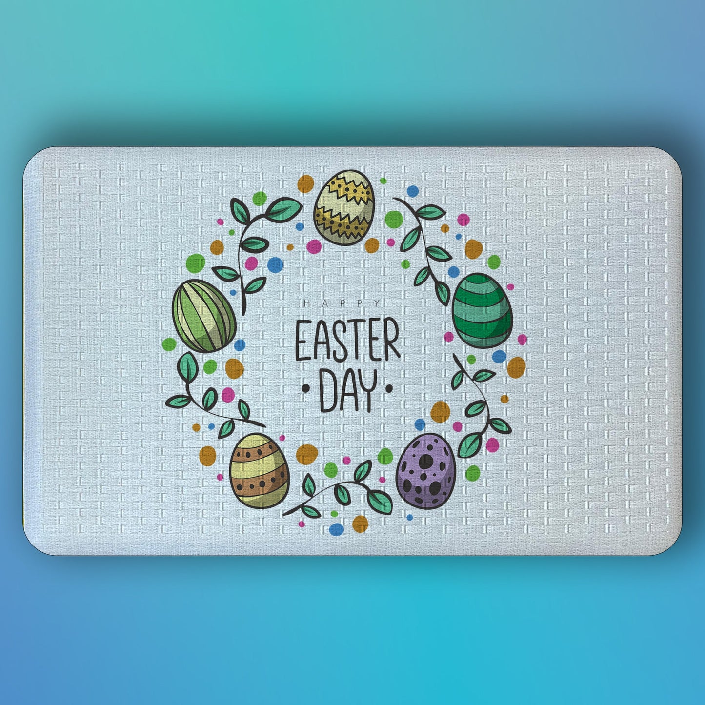 Pepper Crafts Happy Easter Wreath 18x30 Inch Springtime Anti-Fatigue Mat β Cushioned, Spill-Proof, Wipe-Clean Floor Mat