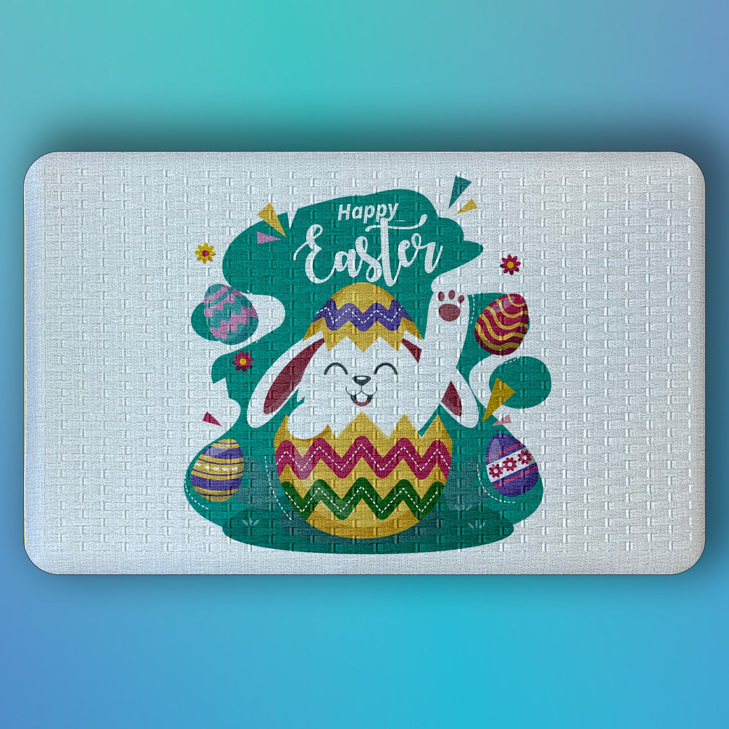 Pepper Crafts Happy Easter Bunny 18x30 Inch Playful Spring Anti-Fatigue Mat β Cushioned, Stain-Resistant, Wipe-Clean Floor Mat