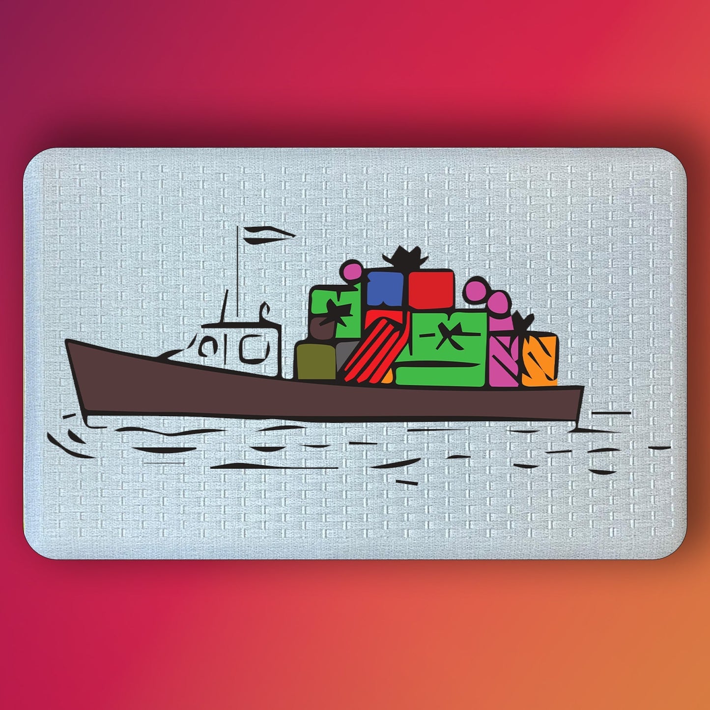 Pepper Crafts Christmas Ship 18x30 Inch Nautical Holiday Anti-Fatigue Mat β Cushioned, Water-Resistant, Wipe-Clean Floor Mat for Kitchen