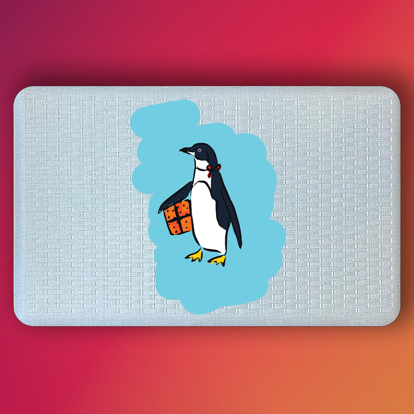 Pepper Crafts Penguin Present 18x30 Inch Cute & Cozy Holiday Anti-Fatigue Mat β Cushioned, Stain-Resistant, Wipe-Clean Floor Mat