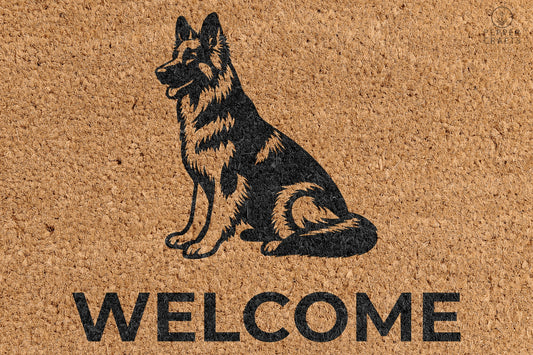 Pepper Crafts German Shepherd Coir Doormat – Stylish & Durable Welcome Mat for Dog Lovers (30" x 18")