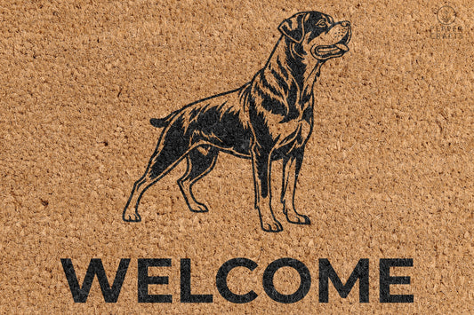 Pepper Crafts Rottweiler Coir Doormat – Stylish & Durable Welcome Mat for Dog Lovers (30" x 18")