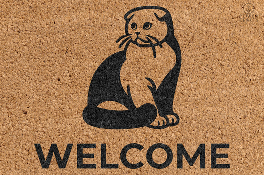 Pepper Crafts Scottish Fold Coir Doormat – Stylish & Durable Welcome Mat for Cat Lovers (30" x 18")