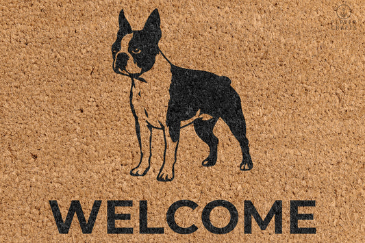 Pepper Crafts Boston Terrier Coir Doormat – Stylish & Durable Welcome Mat for Dog Lovers (30" x 18") - peppercrafts