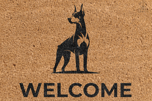 Pepper Crafts Doberman Coir Doormat – Stylish & Durable Welcome Mat for Dog Lovers (30" x 18") - peppercrafts