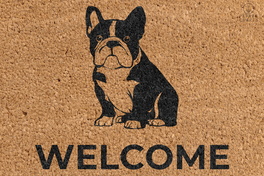 Pepper Crafts French Bulldog Coir Doormat – Stylish & Durable Welcome Mat for Dog Lovers (30" x 18") - peppercrafts