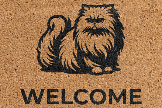 Pepper Crafts Persian Cat Coir Doormat – Stylish & Durable Welcome Mat for Cat Lovers (30" x 18") - peppercrafts