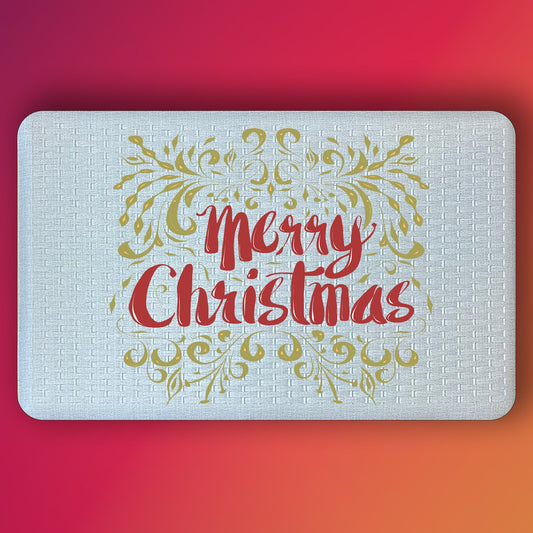 Pepper Crafts Merry Christmas 18x30 Inch Classic Holiday Anti-Fatigue Comfort Mat – Cushioned, Stain-Resistant, Wipe-Clean Floor Mat