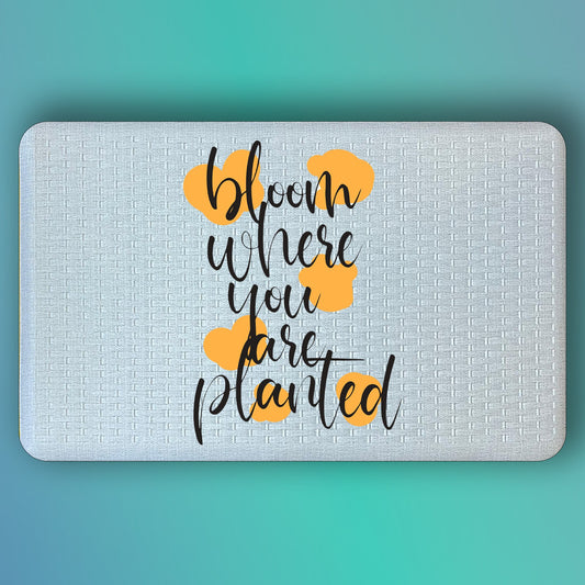 Pepper Crafts Bloom Where You Are Planted 18x30 Inch Growth Mindset Anti-Fatigue Mat – Cushioned, Stain-Resistant, Wipe-Clean Floor Mat