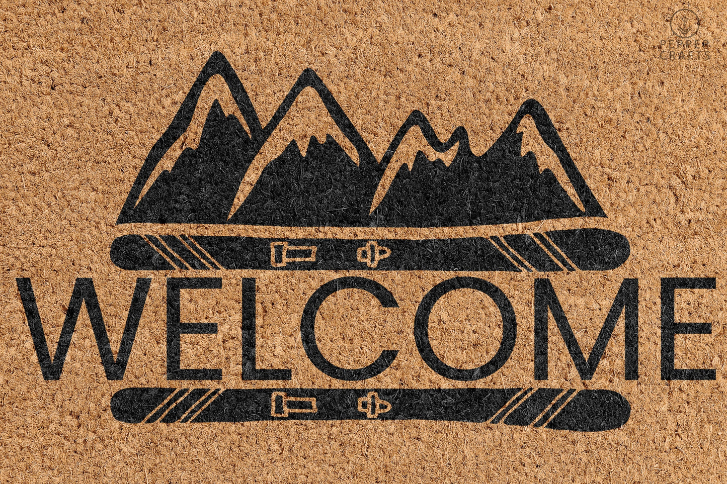 Pepper Crafts Snow Skiing Coir Doormat – Stylish & Durable Welcome Mat for Skiers (30" x 18")