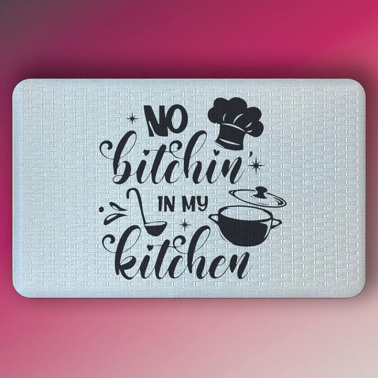Pepper Crafts No Bitchin’ in My Kitchen 18x30 Inch Anti-Fatigue Mat – Sassy, Cushioned, Stain-Resistant, Wipe-Clean Comfort Floor Mat for Kitchen