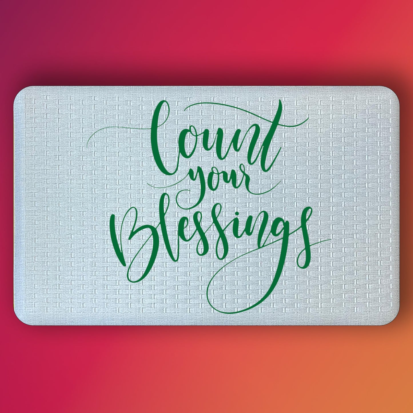 Pepper Crafts Count Your Blessings 18x30 Inch Festive Anti-Fatigue Comfort Mat – Cushioned, Stain-Resistant, Wipe-Clean Holiday Mat