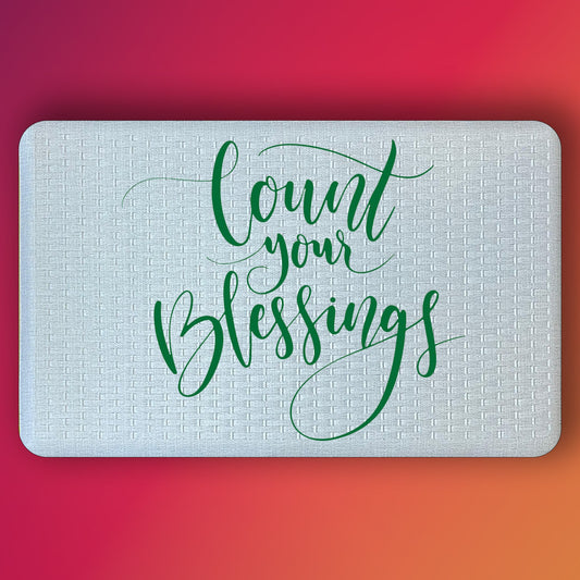 Pepper Crafts Count Your Blessings 18x30 Inch Festive Anti-Fatigue Comfort Mat – Cushioned, Stain-Resistant, Wipe-Clean Holiday Mat