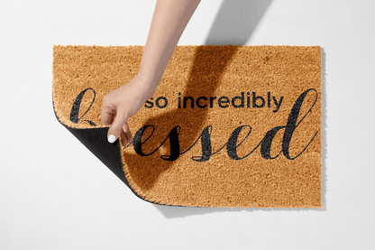 Blessed Coir Door Mat - Inspirational Entryway Rug