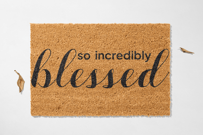 Blessed Coir Door Mat - Inspirational Entryway Rug