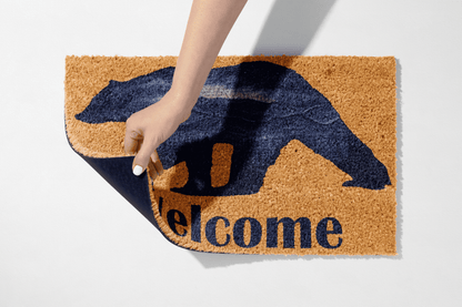 🐻 Welcome Bear – Rustic Outdoor Coir Mat