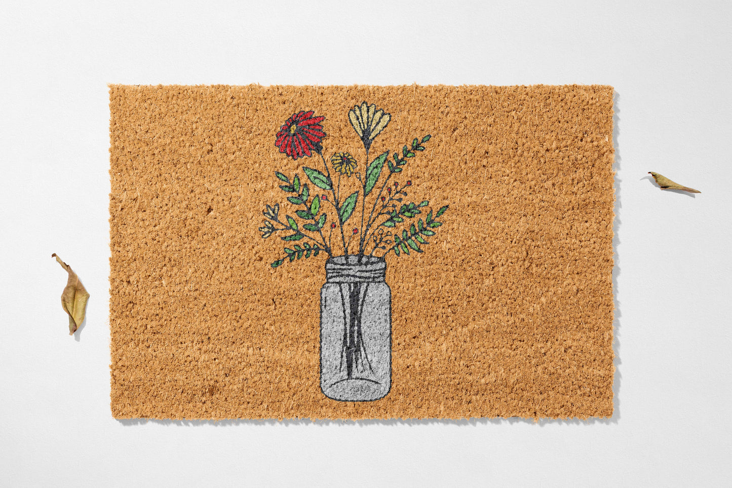 🌸 Bloom in Every Season – Mason Jar Floral Coir Mat