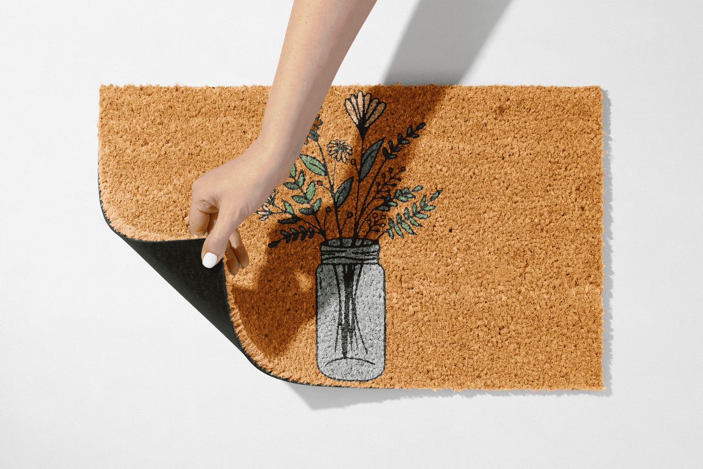 🌸 Bloom in Every Season – Mason Jar Floral Coir Mat