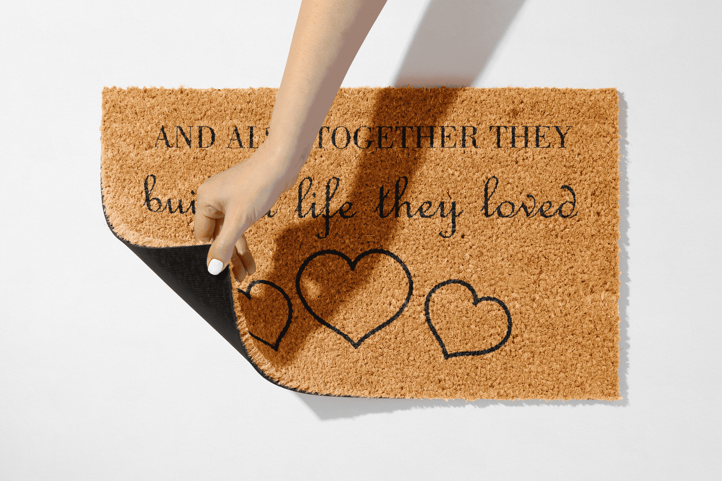 🏡 A Love Built Together – Heartfelt Couple’s Coir Mat