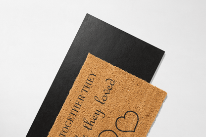 🏡 A Love Built Together – Heartfelt Couple’s Coir Mat