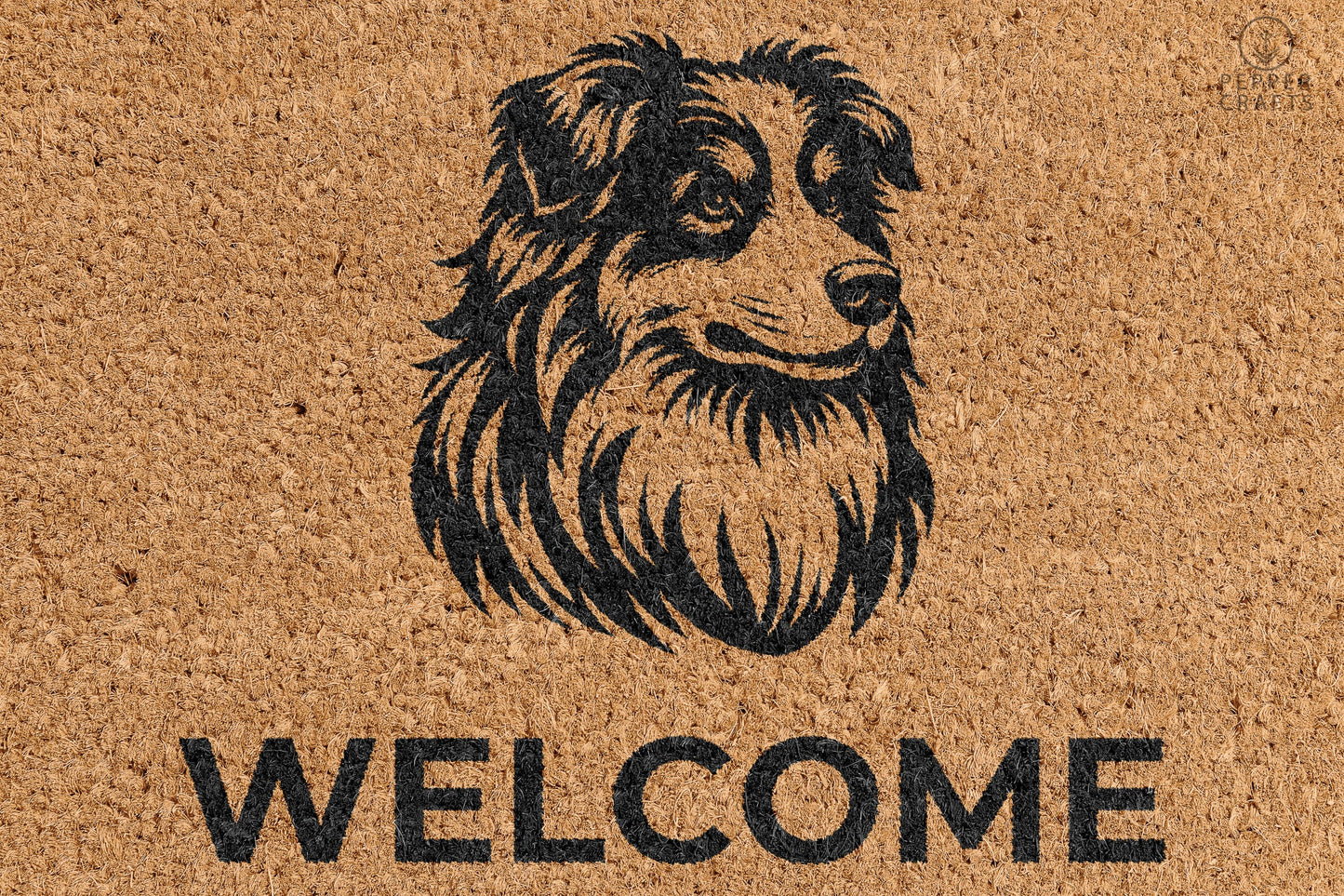 Pepper Crafts Loyal Companion Australian Shepherd Coir Doormat – Charming & Sturdy Welcome Mat for Dog Lovers (30" x 18")