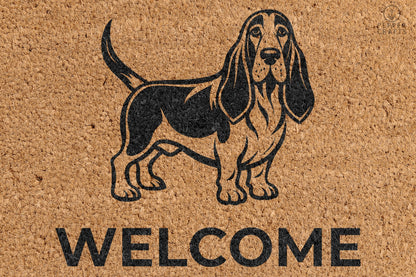 Pepper Crafts Basset Hound Coir Doormat – Stylish & Durable Welcome Mat for Dog Lovers (30" x 18")