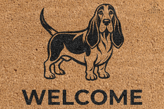 Pepper Crafts Basset Hound Coir Doormat – Stylish & Durable Welcome Mat for Dog Lovers (30" x 18")
