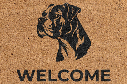 Pepper Crafts Boxer Coir Doormat – Stylish & Durable Welcome Mat for Dog Lovers (30" x 18")