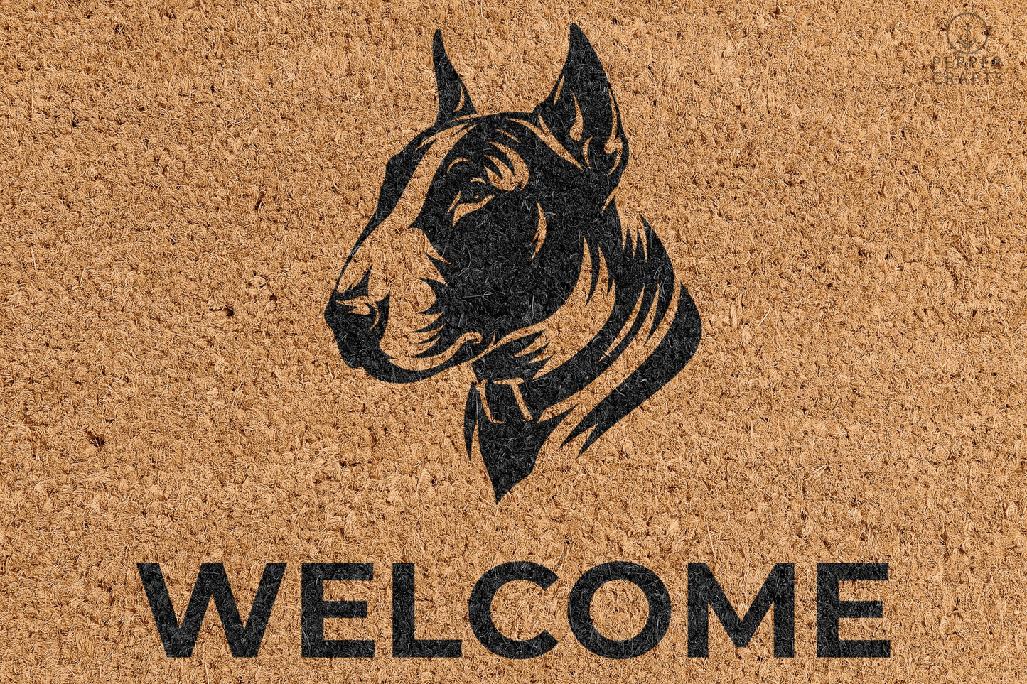 Pepper Crafts Bull Terrier Coir Doormat – Stylish & Durable Welcome Mat for Dog Lovers (30" x 18")