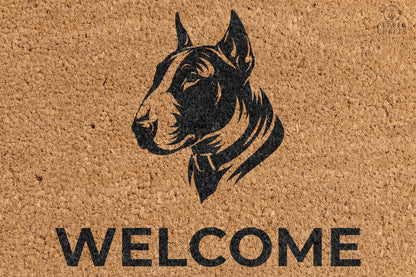 Pepper Crafts Bull Terrier Coir Doormat – Stylish & Durable Welcome Mat for Dog Lovers (30" x 18")