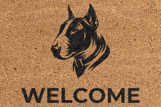 Pepper Crafts Bull Terrier Coir Doormat – Stylish & Durable Welcome Mat for Dog Lovers (30" x 18")