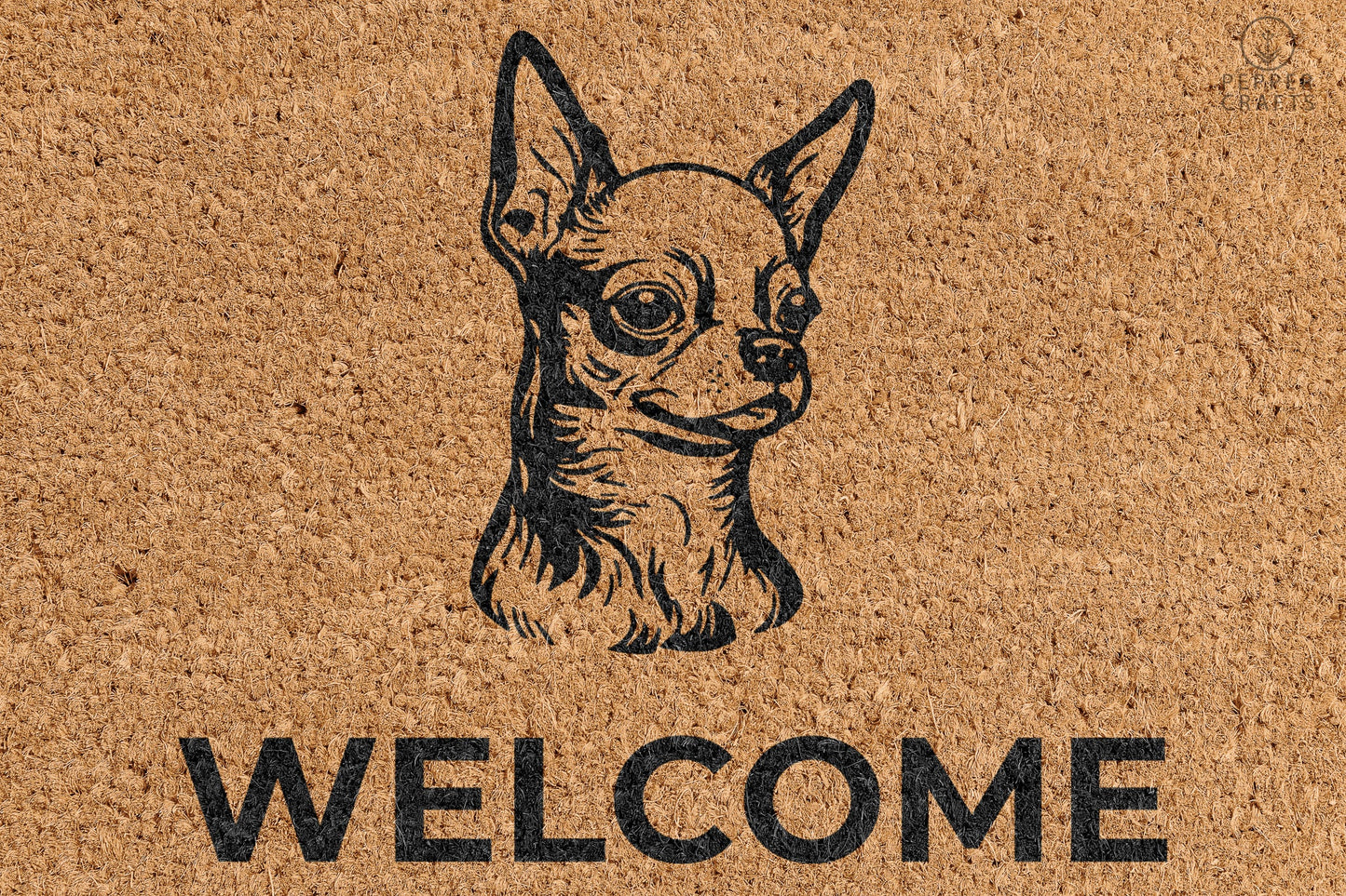 Pepper Crafts Chihuahua Coir Doormat – Stylish & Durable Welcome Mat for Dog Lovers (30" x 18")