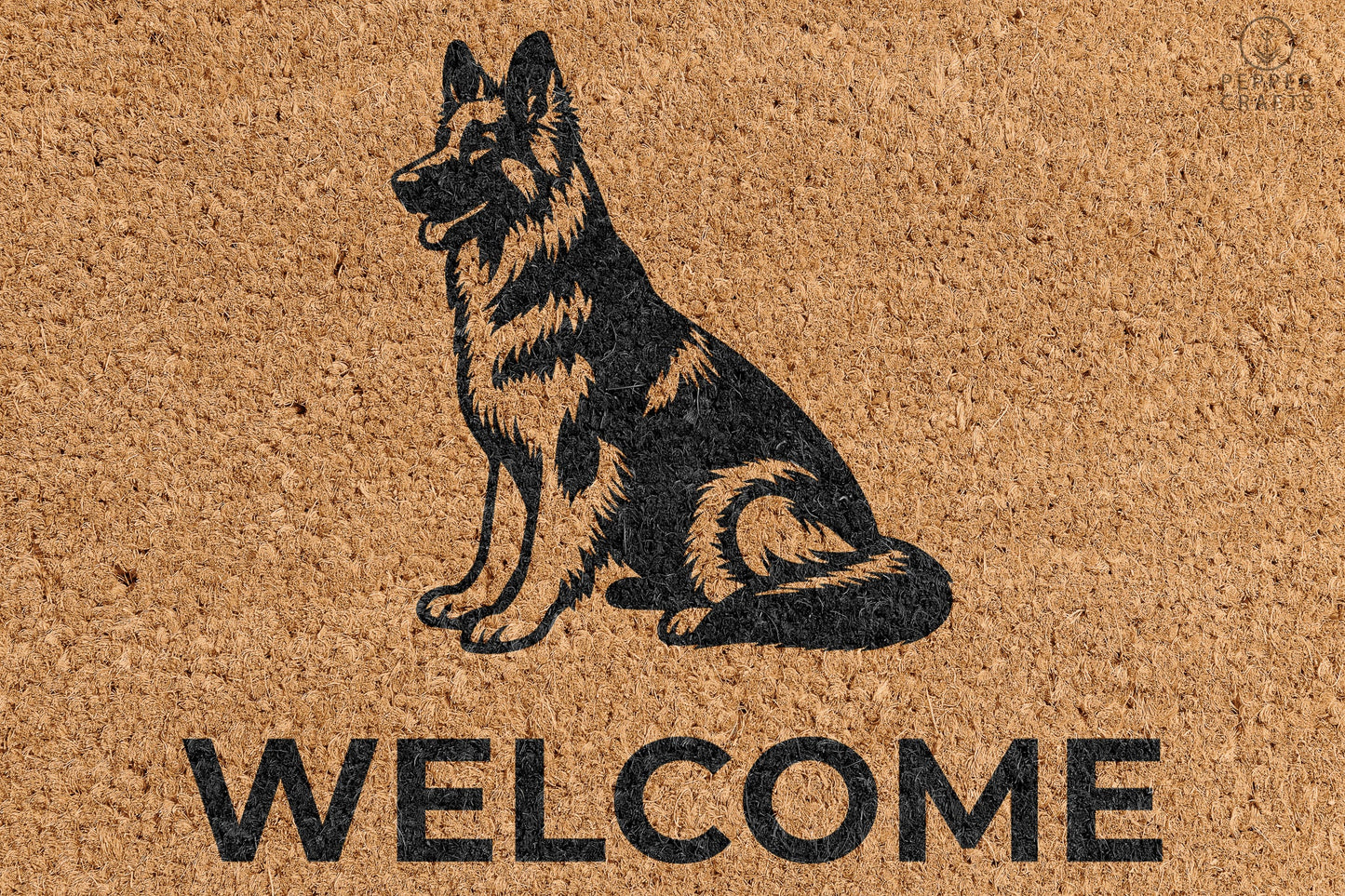 Pepper Crafts German Shepherd Coir Doormat – Stylish & Durable Welcome Mat for Dog Lovers (30" x 18")