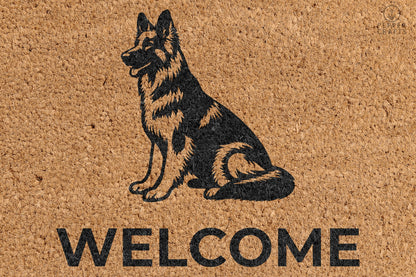 Pepper Crafts German Shepherd Coir Doormat – Stylish & Durable Welcome Mat for Dog Lovers (30" x 18")