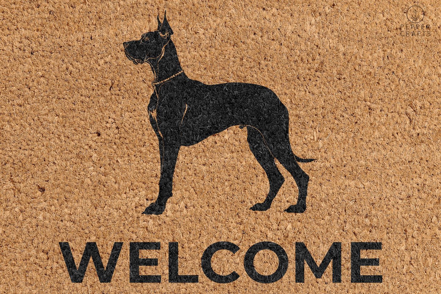 Pepper Crafts Great Dane Coir Doormat – Stylish & Durable Welcome Mat for Dog Lovers (30" x 18")