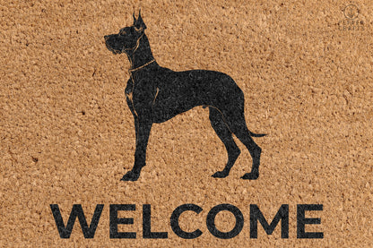 Pepper Crafts Great Dane Coir Doormat – Stylish & Durable Welcome Mat for Dog Lovers (30" x 18")