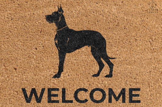 Pepper Crafts Great Dane Coir Doormat – Stylish & Durable Welcome Mat for Dog Lovers (30" x 18")