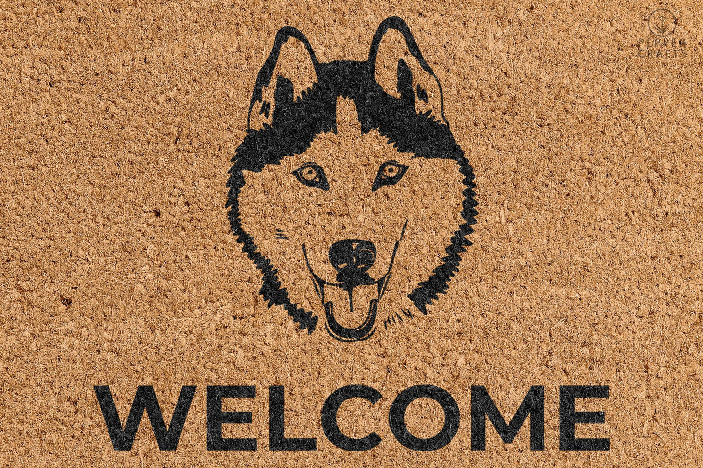 Pepper Crafts Husky Coir Doormat – Stylish & Durable Welcome Mat for Dog Lovers (30" x 18")