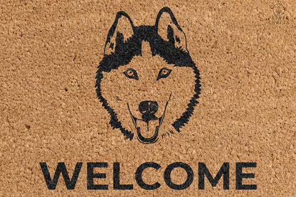 Pepper Crafts Husky Coir Doormat – Stylish & Durable Welcome Mat for Dog Lovers (30" x 18")