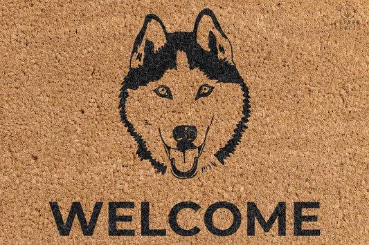 Pepper Crafts Husky Coir Doormat – Stylish & Durable Welcome Mat for Dog Lovers (30" x 18")