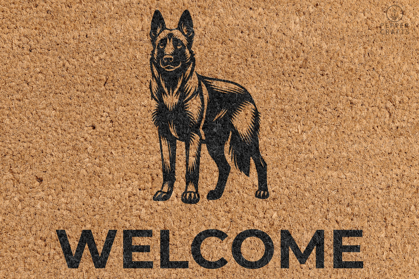 Pepper Crafts Malinois Coir Doormat – Stylish & Durable Welcome Mat for Dog Lovers (30" x 18")