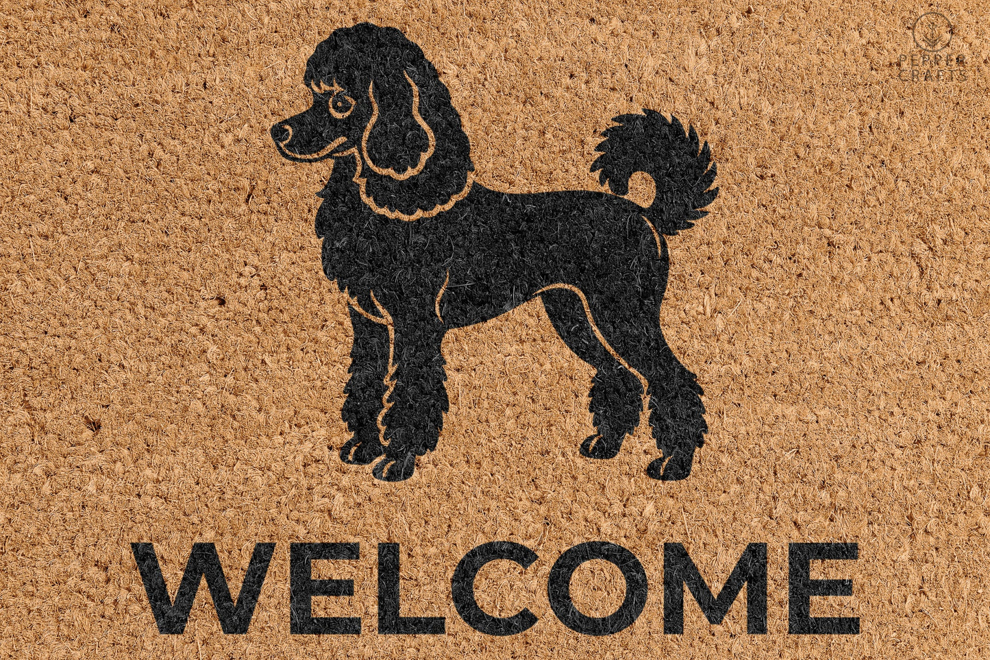 Pepper Crafts Poodle Coir Doormat – Stylish & Durable Welcome Mat for Dog Lovers (30" x 18")