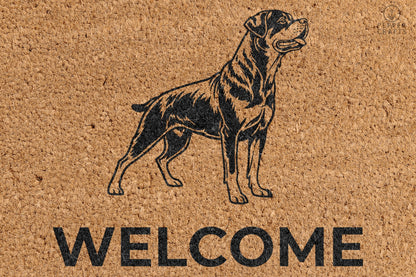 Pepper Crafts Rottweiler Coir Doormat – Stylish & Durable Welcome Mat for Dog Lovers (30" x 18")