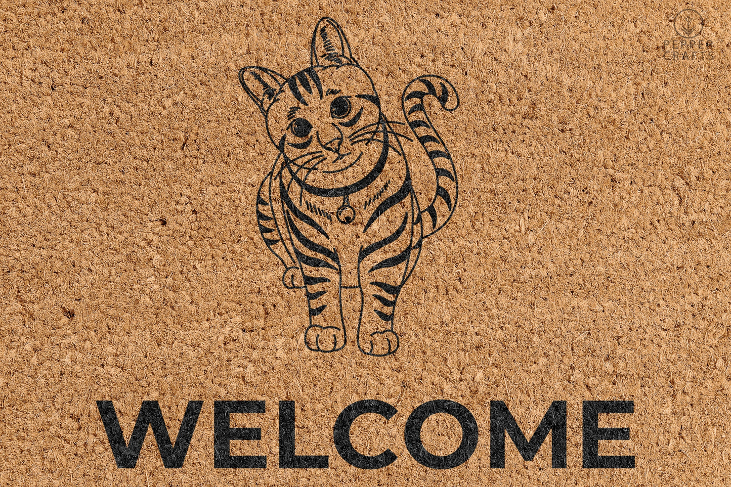 Pepper Crafts American Bobtail Coir Doormat – Stylish & Durable Welcome Mat for Cat Lovers (30" x 18")