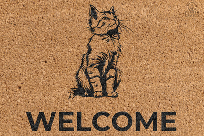 Pepper Crafts American Wirehair Coir Doormat – Stylish & Durable Welcome Mat for Cat Lovers (30" x 18")