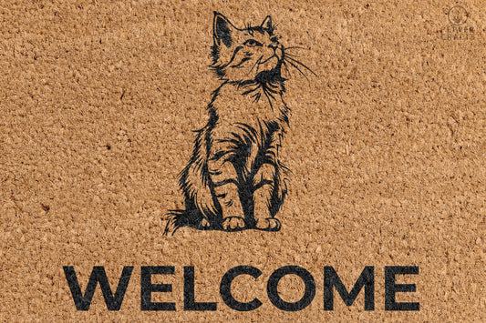 Pepper Crafts American Wirehair Coir Doormat – Stylish & Durable Welcome Mat for Cat Lovers (30" x 18")
