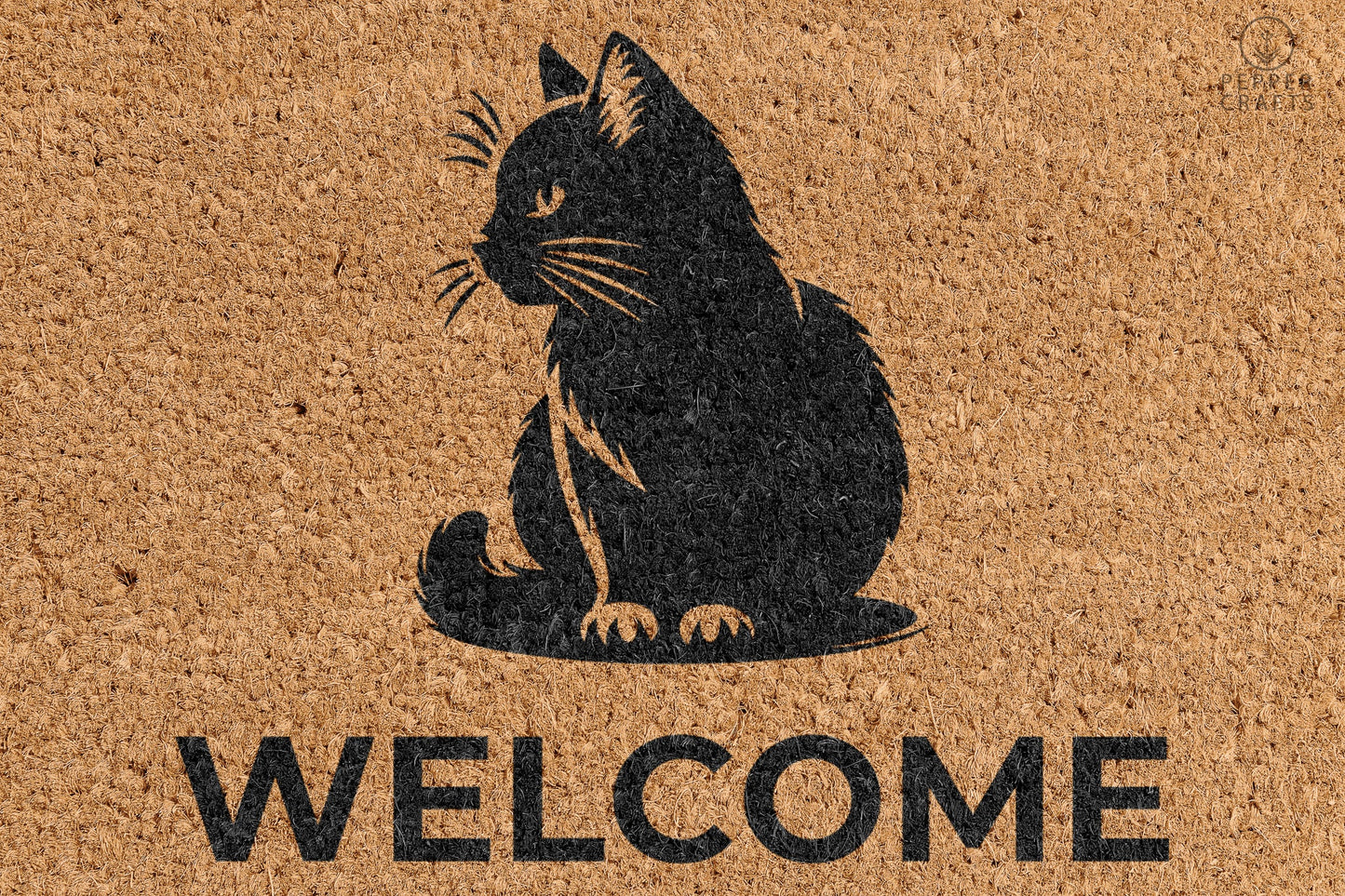 Pepper Crafts Bombay Cat Coir Doormat – Stylish & Durable Welcome Mat for Cat Lovers (30" x 18")
