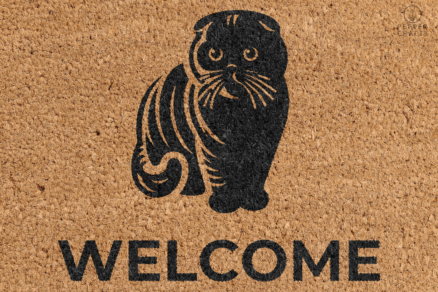 Pepper Crafts Chartreux Coir Doormat – Stylish & Durable Welcome Mat for Cat Lovers (30" x 18")