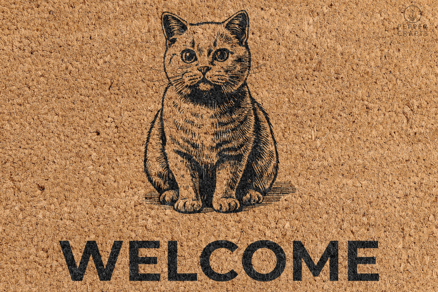 Pepper Crafts Exotic Shorthair Coir Doormat – Stylish & Durable Welcome Mat for Cat Lovers (30" x 18")